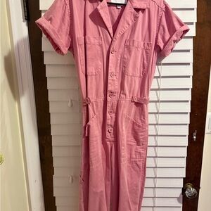 Pistola Pink Button-Up Jumpsuit